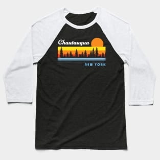 Chautauqua Lake New York NY Retro Sunset Fishing Baseball T-Shirt